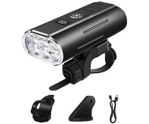 yeeplant Luce, USB Ricaricabile 2800Lm Luce Anteriore Con 6 Perle Led, Batteria 6000Mah, Display Digitale, Ipx6 Impermeabile Lega di Alluminio Per Ciclismo E Viaggio