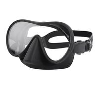 yeeplant Maschera subacquea a lente singola, completamente nera, senza cornice, con anti appannamento, 10,6 x 15,7 cm, in vetro temperato, maschera panoramica per snorkeling e nuoto, per adulti