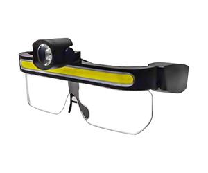 yeeplant Occhiali di sicurezza, occhiali LED neri, lampada frontale ricaricabile USB, design a doppia luce, lenti anti-appannamento, rotazione di 90° per pesca e ciclismo
