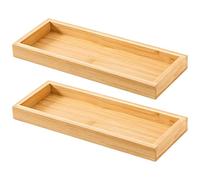 yeeplant Organizer a due vassoi in bambù, piccolo vassoio rettangolare per argenteria, cancelleria e altro, 29 x 11 x 3 cm