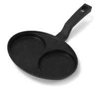 yeeplant Padella per friggere hamburger a 2 fessure con rivestimento antiaderente, adatta a induzione, impugnatura nera da appendere, base di cottura piatta in legno, coperchio incluso