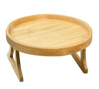 yeeplant Per piccoli spazi, tavolino con clip ideale, materiale di bambù, design portatile, vassoio con clip per bracciolo del divano con bordi arrotondati, 25,4 x 25,4 cm