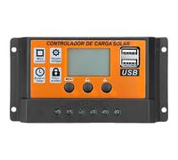 yeeplant Regolatore di carica solare 30A, 12V/24V automatico, display LCD, doppia porta USB, controllo MCU, ricarica PWM a tre stadi, potenza di ingresso fotovoltaica massima 720W per casa