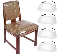 yeeplant Set di 4 coprisedie in plastica PVC trasparente, impermeabili, facili da pulire, si adattano alle dimensioni standard delle sedie, ideali per proteggere le macchie