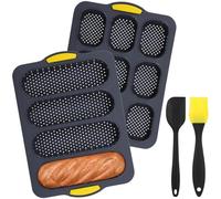yeeplant Set di 4 padelle in silicone con stampi a 9 e 4 cavità, teglie forate antiaderenti, include spatola e pennello per olio