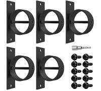 yeeplant Set di 5 supporti per pali in corda in acciaio inossidabile, kit di staffe rivestite di nero con anelli filettati regolabili, include viti e punte da trapano, ideali per applicazioni esterne
