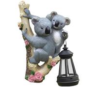 yeeplant Statua di koala solare da appendere, decorazione da giardino con madre e giovani koala, luce lanterna, scultura artistica in resina dipinta a mano, decorazione per esterni resistente alle