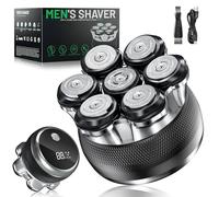 Yeerain 7D Rasoio Testa Calva, Rasoio Elettrico con 2 Velocità Regolabili Uomo 0 mm Impermeabile Cordless con Display LED, Rasa e Taglia Capelli a Zero