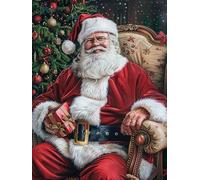 Yeerum 5D Fai Da Te Kit Per Pittura Diamante Painting Babbo Natale, Diamond Painting Natale Kit Completo Drill Rhinestone Embroidery Cross Stitch Arts Craft for Home Wall Decor 30x40cm