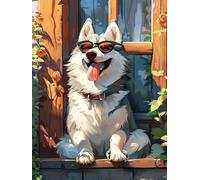 Yeerum 5D Fai Da Te Kit Per Pittura Diamante Painting Cane, Diamond Painting Animale Kit Completo Drill Rhinestone Embroidery Cross Stitch Arts Craft for Home Wall Decor 30x40cm