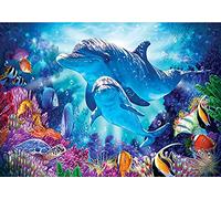 Yeerum 5D Fai Da Te Kit Per Pittura Diamante Painting Delfino Corallo, Diamond Painting Oceano Animale Kit Completo Drill Embroidery Cross Stitch Arts Craft for Home Wall Decor 30x40cm