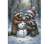 Yeerum 5D Fai Da Te Kit Per Pittura Diamante Painting Procione, Diamond Painting Natale Kit Completo Drill Rhinestone Embroidery Cross Stitch Arts Craft for Home Wall Decor 30x40cm