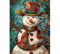 Yeerum 5D Fai Da Te Kit Per Pittura Diamante Painting Pupazzo Di Neve, Diamond Painting Natale Kit Completo Drill Rhinestone Embroidery Cross Stitch Arts Craft for Home Wall Decor 30x40cm
