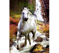 Yeerum DIY 5D Diamond Painting Cavallo Cascata Completo Accessori, Foresta Acqua Ricamo Pittura Diamante Kit Completo Punto Croce Cristallo Strass Decorazione Della Casa 30x40 cm