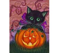 Yeerum Fai da Te Pittura Diamante 5D gatto zucca, Halloween Ricamo Pittura Pittura Diamond Painting Kit Completo Punto Croce Cristallo Strass Artigianato Decorazione della Casa 30x40 cm