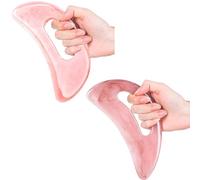 Yeesabella 2 pezzi Gua Sha pietra grande corpo Gua Sha strumento di pietra Guasha strumento di drenaggio linfatico massaggiatore scolpire strumenti anticellulite per tutto il corpo uomini donne rosa