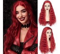 YEESHEDO Descendants - L'ascesa della parrucca rossa lunga riccia parrucca rossa per le donne Halloween Cosplay anime costume party capelli