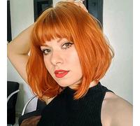 YEESHEDO Parrucca Auburn corta Straight Bob con frangia, Parrucca sintetica colorata Cosplay Daily Party per le donne