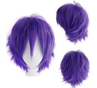 YEESHEDO Parrucca corta a caschetto unisex per cosplay, con strato naturale, capelli lisci e soffici, per feste in maschera, per donne e uomini (viola)
