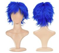 YEESHEDO Parrucca corta unisex a caschetto per cosplay, con strato naturale, capelli lisci e soffici, per feste in maschera, blu