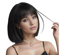 YEESHEDO Parrucca Nero corta Straight Bob con frangia, Parrucca sintetica colorata Cosplay Daily Party per le donne