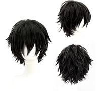 YEESHEDO Unisex Nera Corto Bob Anime Parrucche Cosplay Strato Naturale Completo Dritto Capelli Soffici Costume Partito Vestito Operato Parrucca per Donne Uomini Ragazzo Ragazze