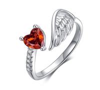 YEESIA Anello da donna con ali d'angelo, in argento sterling 925, anello con ali d'angelo, regalo per la festa della mamma, cinturino aperto regolabile con cuore di zirconia, anelli di fidanzamento