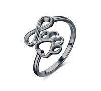 YEESIA Anello per zampe di cane nero, da donna, in argento Sterling 925, infinitus, regalo per donna