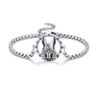 YEESIA Bracciale Anubis Egiziano 925 Argento Ossidato Anubis Dio degli Inferi Bracciale Amuleto Bracciale