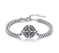 YEESIA Bracciale con bussola con nodo celtico, gioiello per laurea, idea regalo per uomini e donne, 7+2, Argento sterling, Senza pietre preziose