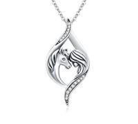 YEESIA Collana a forma di animale da donna, in argento Sterling 925, ciondolo a forma di cane/lupo, regalo per donne, 24*24mm, Argento sterling, Zircone