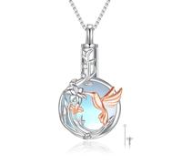 YEESIA Collana da donna con urna a colibrì in argento Sterling 925 con cristallo blu, regalo per le donne