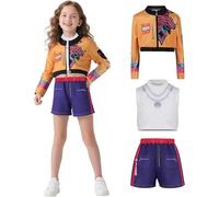 YEESON Costume da cacciatore di demoni, per bambine, per cosplay, Halloween, top e pantaloni, set completo (Rumia, 130 cm, 7-8 anni)