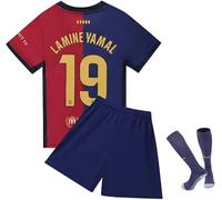 YEESON Maglia da calcio da ragazzo, 2024/2025 Barca Home Lamine Yamal #19, con set corto, taglie giovanili, Blu, 11-13 anni