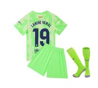 YEESON Maglia da calcio da ragazzo, 2024/2025 Barca Home Lamine Yamal #19, con set corto, taglie giovanili, Verde, 4-5 Years