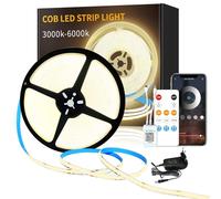 Yeewhale Cob striscia LED 15 m, controllo app, con telecomando, striscia LED flessibile dimmerabile, DC24 V, 3000 K, luce bianca calda, utilizzabile per camera da letto, stanza, decorazione fai da te
