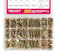 YEEZET 1000pcs Grado 8.8 Bulloni e Dadi Rondelle Assortimento kit M4 M5 M6 Metrici, 15 Dimensioni Più Comuni, 10-40 mm