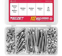YEEZET Kit di Bulloni e Dadi Flangiati a Testa Esagonale da 112 Pezzi M6 in Acciaio Inossidabile 304. Include Lunghezze di 10mm, 20mm, 30mm, 40mm, 50mm.