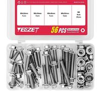 YEEZET Kit di Bulloni e Dadi Flangiati a Testa Esagonale da 56 Pezzi M8 in Acciaio Inossidabile 304. Include Lunghezze di 20mm, 30mm, 40mm, 50mm