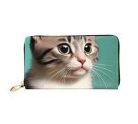 yefan A Curious Cat, portafoglio con cerniera, portafoglio grande capacità, portafoglio lungo, portafoglio organizer multi-carte, unisex, Nero , Taglia unica