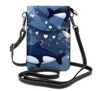 yefan Blue Killer Whale Borsa a tracolla da donna, portafoglio con cerniera per telefono, borsa a tracolla, tracolla regolabile.