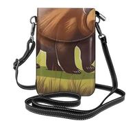 yefan Brown Bear Walking Borsa a tracolla da donna, portafoglio con cerniera per telefono, borsa a tracolla, tracolla regolabile.