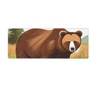 yefan Brown Bear Walking grande tappetino per mouse con bordi cuciti, tastiera e tappetino per mouse per giocatori, ufficio e casa (80 x 30 cm).