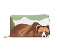 yefan Brown Bear Walking Wallet, portafoglio con cerniera, portafoglio organizer multi-card, grande capacità, 7,48 x 4,13 pollici (circa 19 x 10,5 cm), Nero , Taglia unica