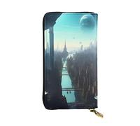 yefan Cities of The Future Portafoglio, Portafoglio con cerniera da donna, Portafoglio lungo da donna, Portafoglio organizer multi-carta, & Portafoglio frizione, Nero , Taglia unica