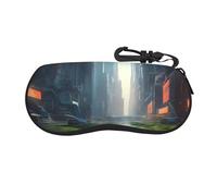 yefan Custodia morbida per occhiali da sole con la città sull'acqua, custodia morbida per occhiali da sole con chiusura a cerniera, adatta per uomini e donne.