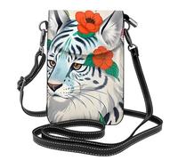 yefan Cute White Tiger Borsa a tracolla da donna, portafoglio per telefono con cerniera, borsa a tracolla, tracolla regolabile.