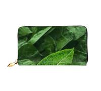 yefan Green Leaf Nature Portafoglio, portafoglio con cerniera, portafoglio organizer multi-carte, grande capacità, 7,48 x 4,13 pollici (circa 19 x 10,5 cm), Nero , Taglia unica