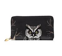 yefan Late Night Owl Portafoglio, portafoglio con cerniera, portafoglio organizer multi-carte, grande capacità, 7,48 x 4,13 pollici (circa 19 x 10,5 cm), Nero , Taglia unica