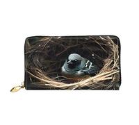 yefan Little Bird Nest, portafoglio con cerniera, portafoglio di grande capacità, portafoglio lungo, portafoglio organizer multi-carte, unisex, Nero , Taglia unica